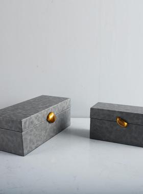 现首代简约摆金属皮革收GD-A1225纳盒售板楼处样房别墅饰盒软装饰