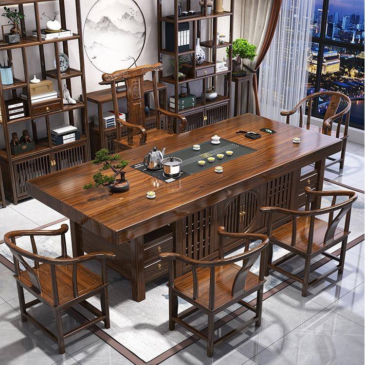 大板茶桌组合桌一五椅椅办公室茶几客厅家用新CMJ中式禅实木泡意