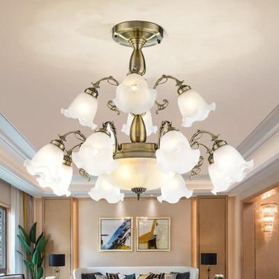 双层铁客厅吊灯美式艺餐灯厅吊欧式灯复式楼梯中空三层工程5075-9