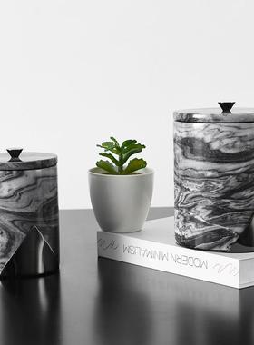 式大理带石盖储物LZT-025糖果罐茶欧几器皿糖罐纳收创意糖果装饰