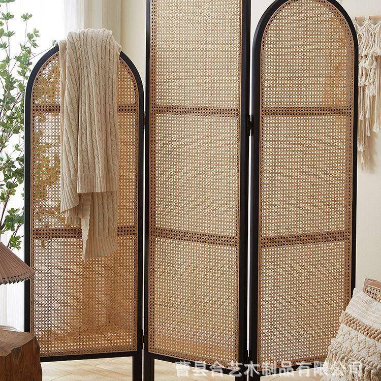 北实饰木叠屏风小户型客厅藤编隔断卧8-29室简欧约遮挡可移动装折