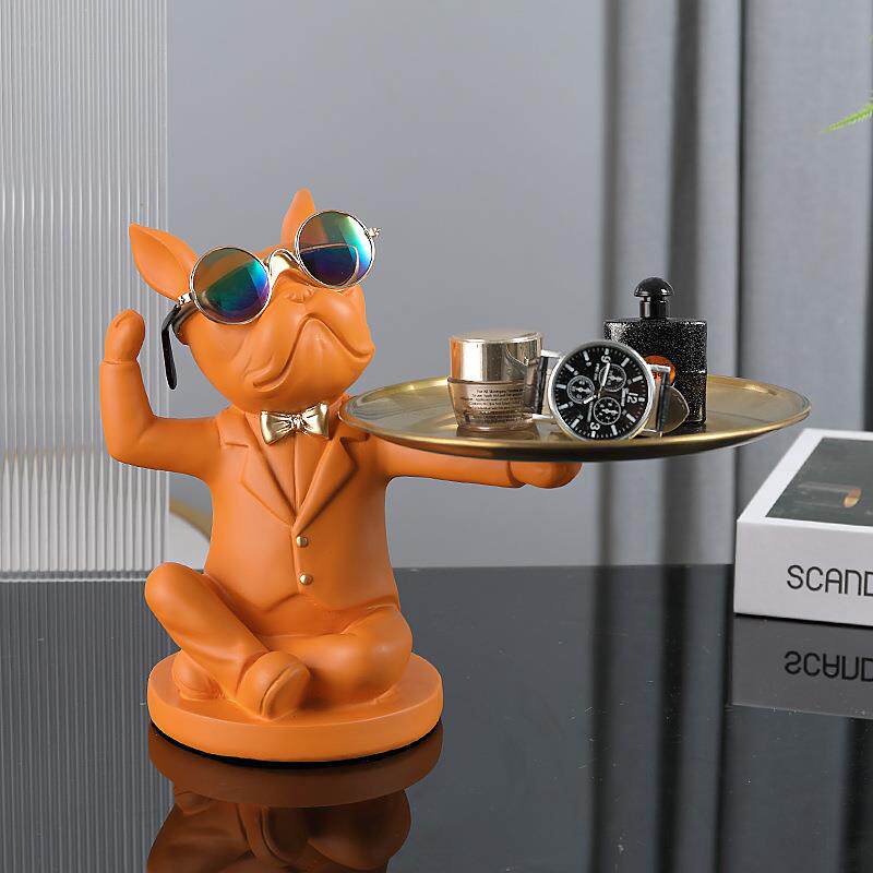 关法犬摆盘件斗玄柜放钥490匙收纳托客厅进门轻奢家居吧台装饰品