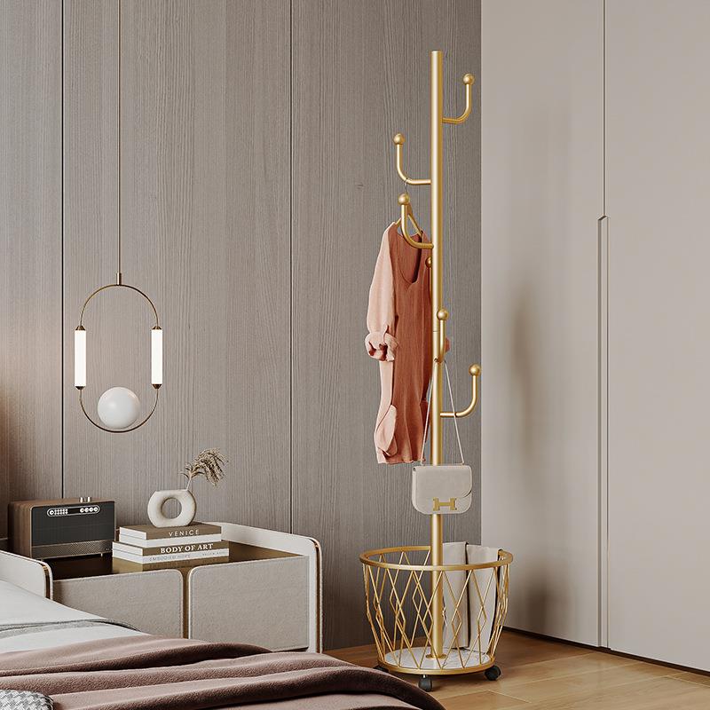 衣落地圆篓衣帽架卧现代轻奢衣帽架网红挂衣架动北欧置物架带轮室