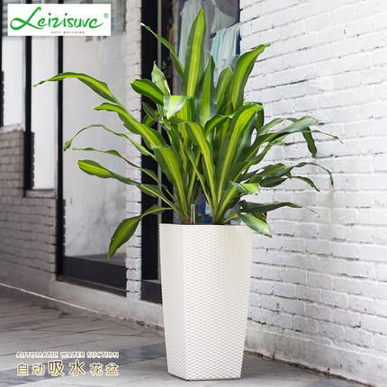 莱之懒人盆TB04秀方形大号落地客厅动吸自水仿藤编花懒人花盆