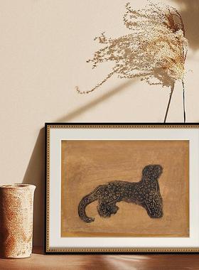 常常玉复古豹玄关装饰画ILS金法式小众动物挂画玉钱壁画A051