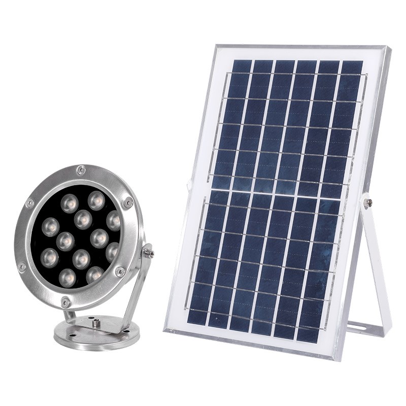 不锈钢水下灯户外l太阳能灯鱼池氛围景观灯七彩水陆两用水底池灯