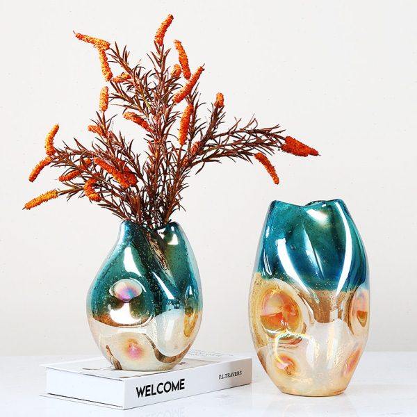 现代简约玻璃花瓶摆件彩色样板间客厅电视柜餐桌茶几插花花器装饰,家居饰品,花瓶,淘宝优惠券,粉丝福利购,淘宝优惠卷