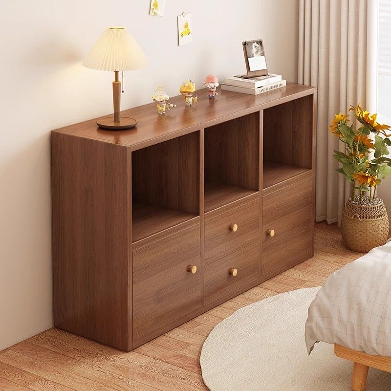 德系工艺实木书架置物架家t用沙发侧边柜卧室靠墙床边置物柜落地