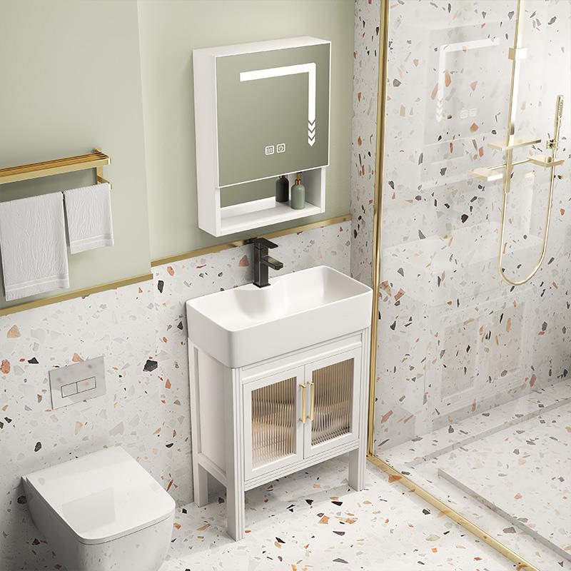 加厚太空铝落地式洗手盆浴室柜卫生间洗手台盆柜组合小户型洗漱台