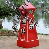 复古荷兰风车模型铁艺家居软装 摆件摄影道具大型落地陈列摆设