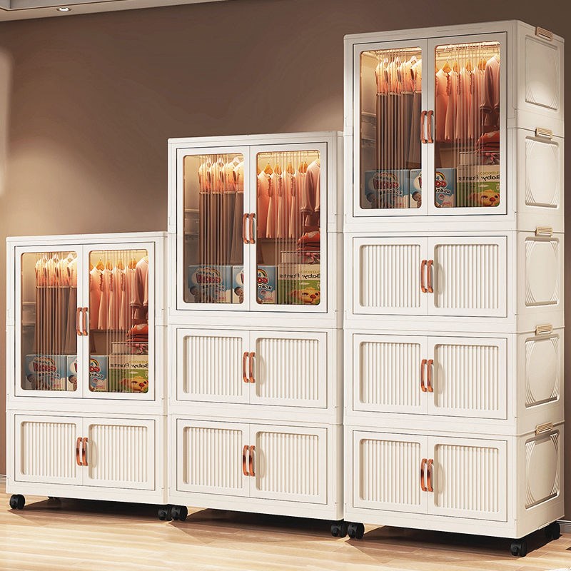 加厚折叠衣柜卧室衣服收纳柜出租屋零食储物柜多层U杂物整理置物