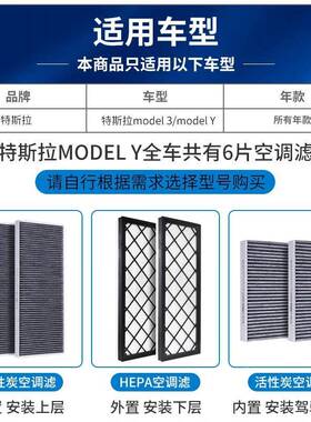 适配modely19743空调d滤芯model3毛豆3内外置气活性格炭滤空清器m