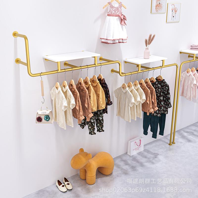 服装上店金色女装童装货903架展示架专用陈列侧架墙上挂衣架组墙