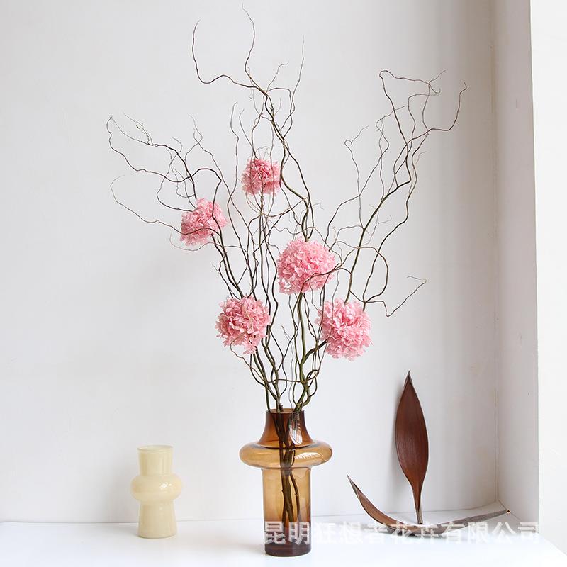 狂想龙柳绣球新品绣龙柳球合花者束天组然树枝DIY装饰拍照道具摆