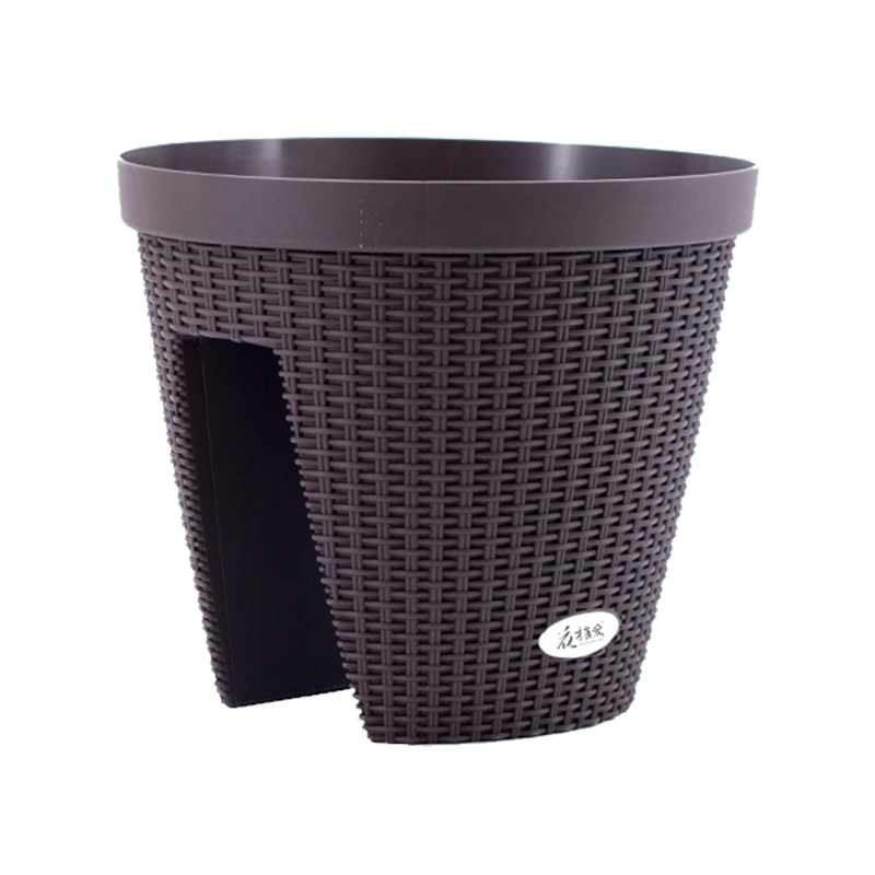 栏杆塑料挂盆庭院阳台花盆仿藤编户外公园走廊可以挂X起来的马鞍