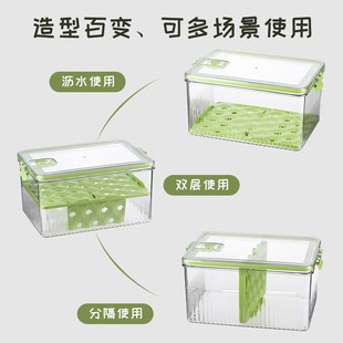 大容量冰箱收纳盒食品级8L透明保鲜盒子I食物沥水储物盒冷冻室专