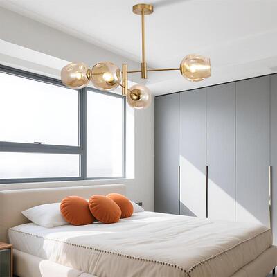 北欧网吊代灯现简约个i性错434位分子吊灯餐厅客厅主灯红ns卧室灯