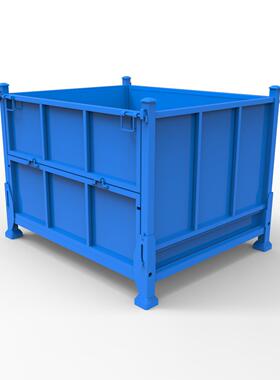 金属折叠物料箱工业周PZU转铁箱仓垛架笼储物货框储钢堆板铁框可