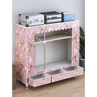 批简柜易柜家用衣厚卧室挂衣柜出租房用布衣加16抽屉简收纳带抽屉