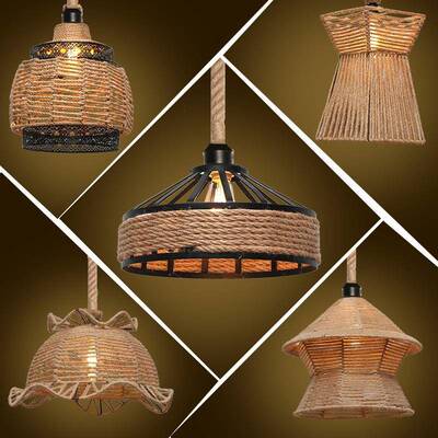 麻绳吊灯复古工风业创意美式乡餐村厅服吧装咖啡店DFGR6768清吧酒