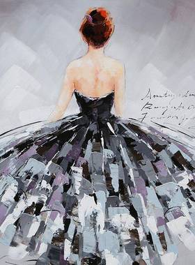 手绘挂画现代居抽象美家女01551起客厅酒店廊纯走手绘油画一件订