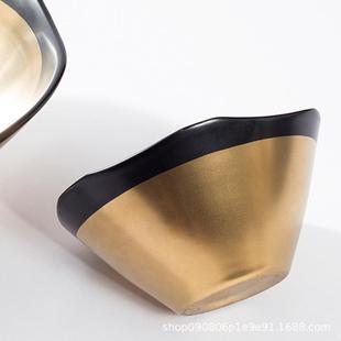中式 饰MOO 金色客陶瓷果盘居样板间厅餐桌茶新几现代创意金家碗装