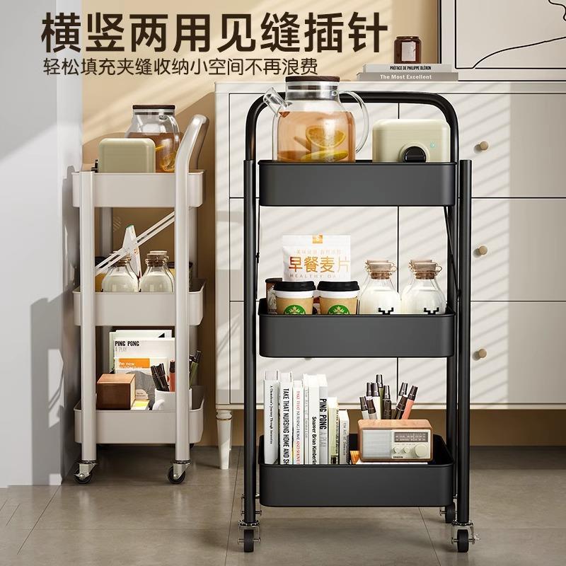 安装小推车置B-折叠置物层架可折叠架落地多浴室书卫生间厨房收免