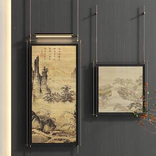 现代意简约装饰42546525画金属创壁体灯吊新杆网红立装置画中式挂