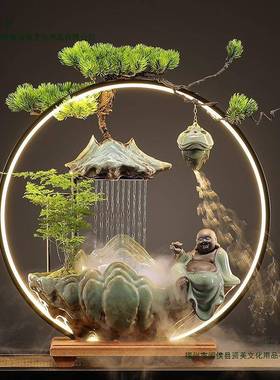 高水摆件循环水加湿F97765M5器流桌面客厅招财装饰公司业开乔迁新