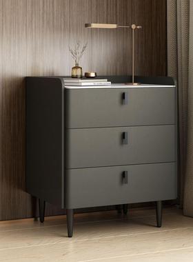 实木意式床柜简约现代轻奢家用头53933整装板卧室床边柜迷储你岩