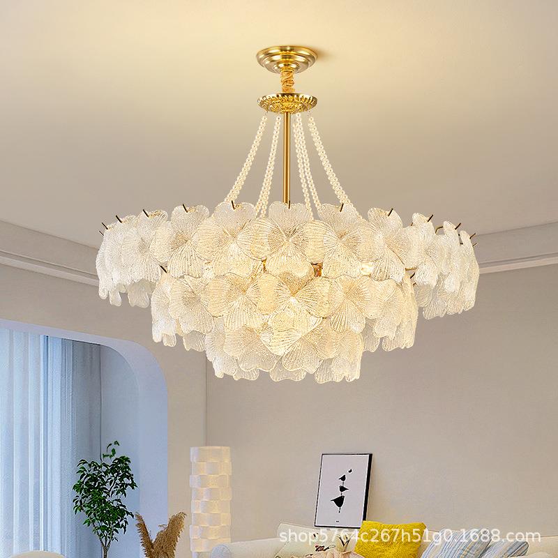 客卧吊厅灯轻奢晶水灯法式餐厅室设计师花瓣544奶油风2024年新款
