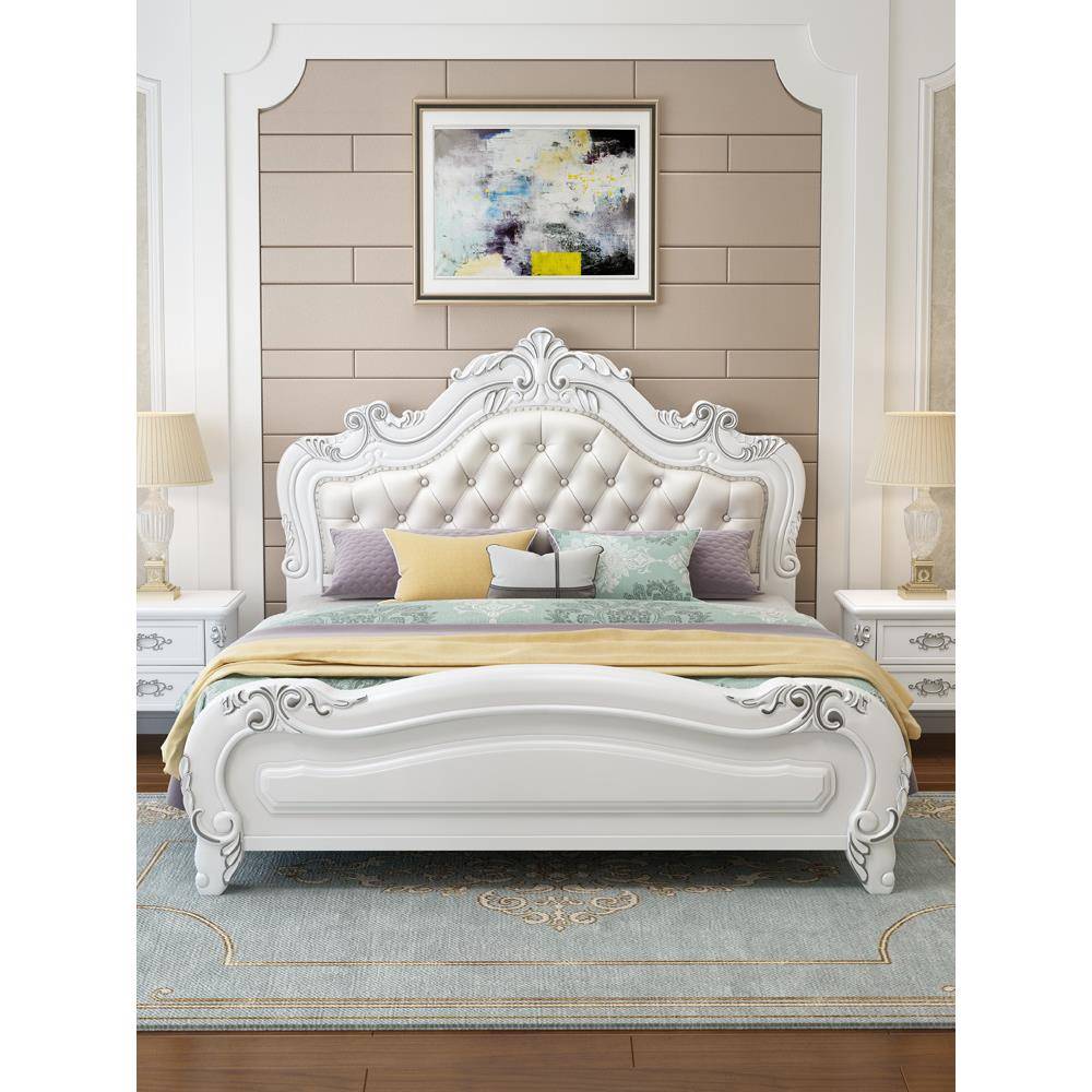 欧式床实木床1.8米双人大床现代简约主卧室婚床1.5米公主床白色床