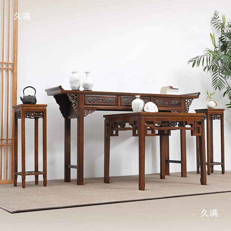 新中式实木供桌条案香案用神台佛台农村中堂六件套八仙桌条案桌