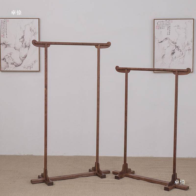 中古衣帽架木质古代新中式榆木衣帽架落地客厅挂衣架仿古木衣架