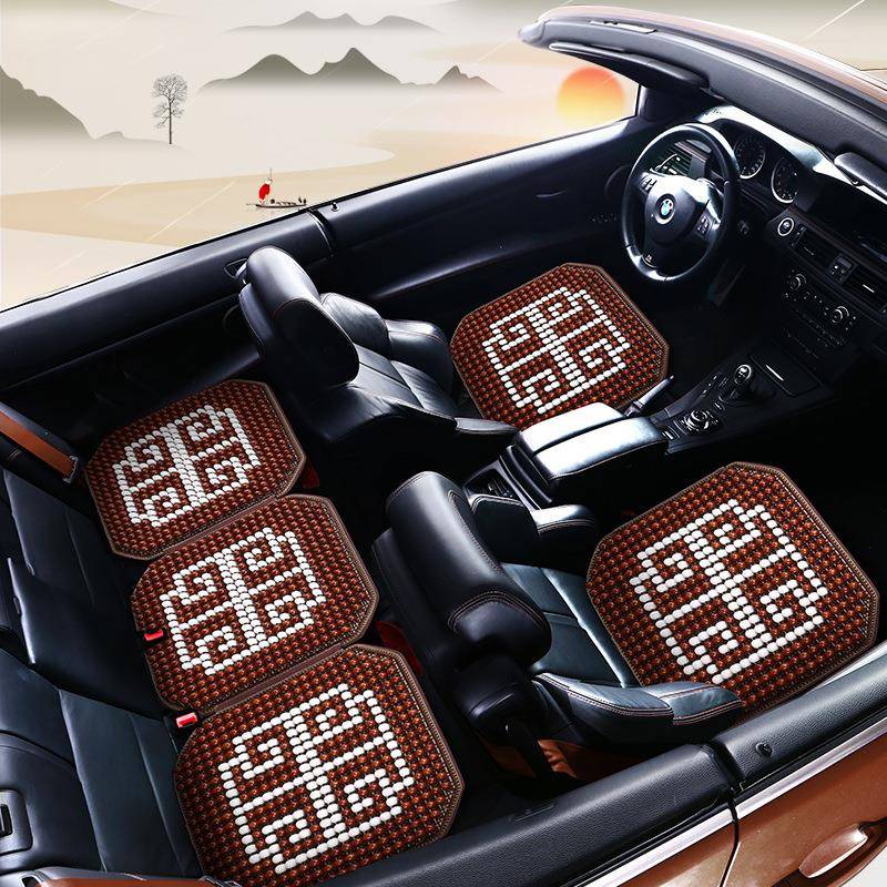 2025木珠汽车坐垫家用按摩腰靠夏季按摩四季通用汽车坐垫三件套