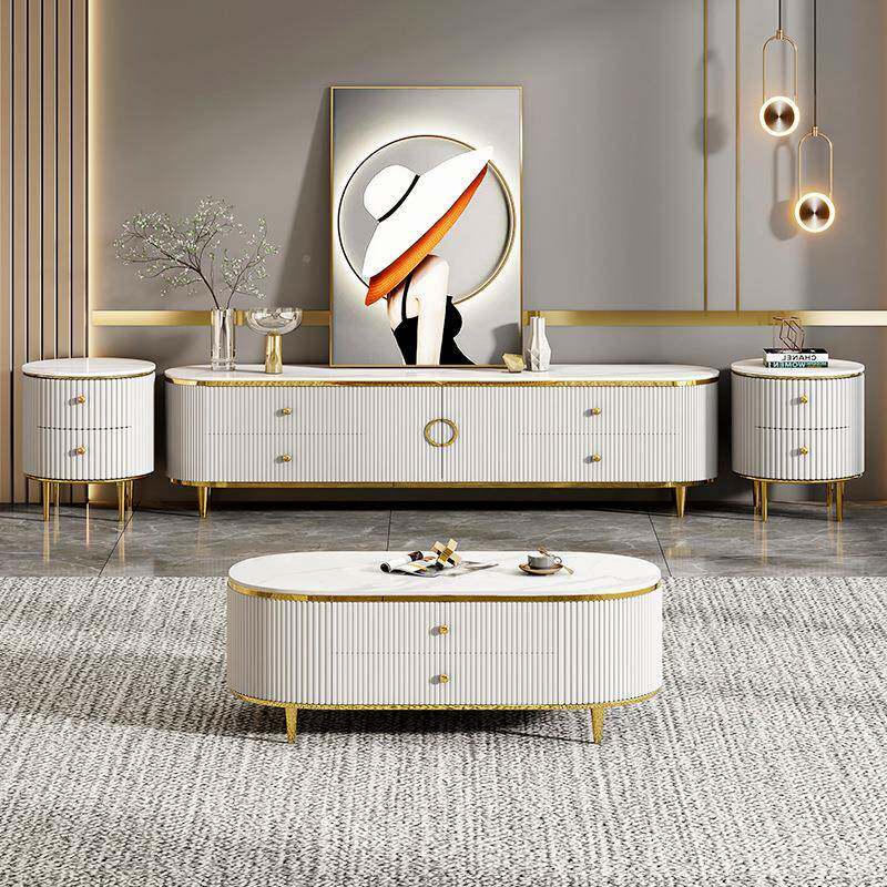 轻812奢电视茶几奶油后风柜客厅简约组合岩板现代港卧室家具式小