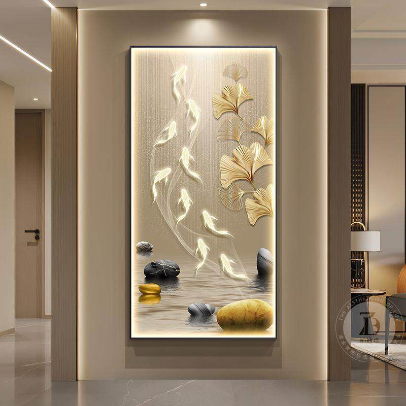 鱼图入户玄关装饰画现代轻奢走廊过道挂画简约高档大气客厅壁画,家居饰品,现代装饰画,淘宝优惠券,粉丝福利购,淘宝优惠卷