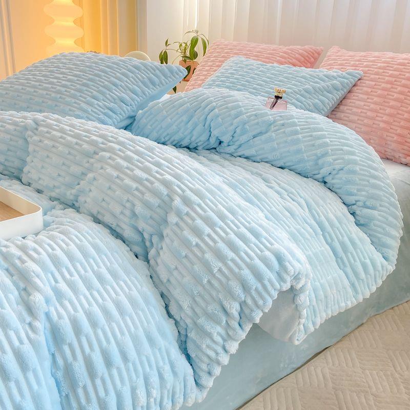 A类兔兔绒四件套防静电加绒加厚单件被罩法兰绒三件套保暖绒套件