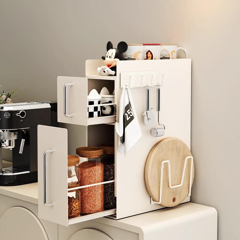 厨房调料极窄边柜置物架抽拉式家用台面调味品防尘橱柜转角柜