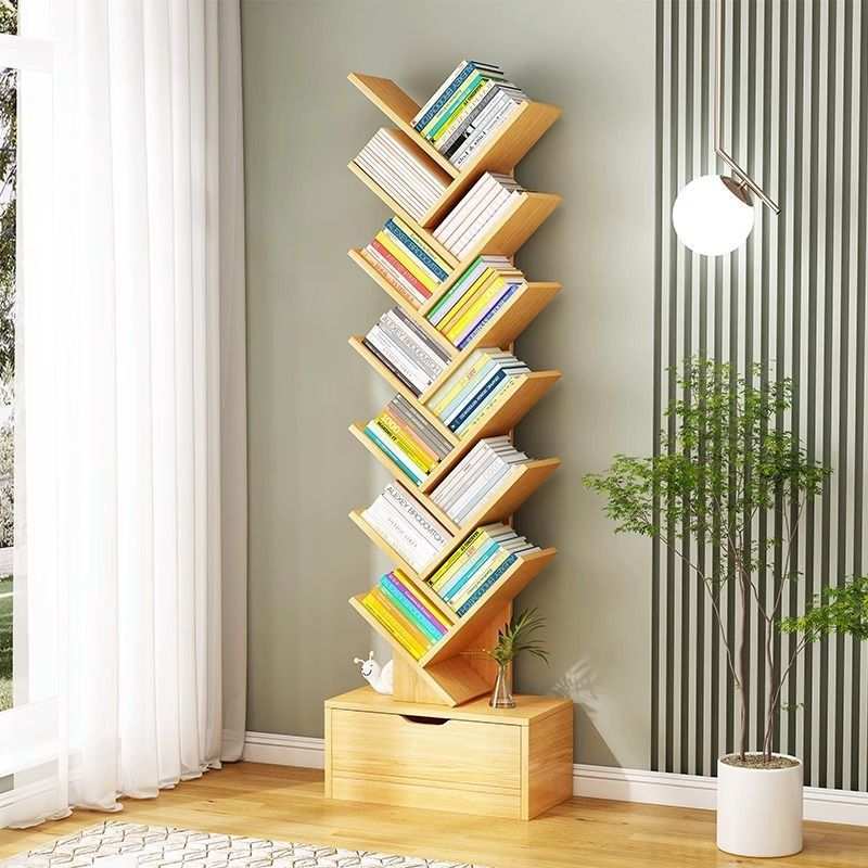 简易树形书架落地置物架家用靠墙创意小书柜客厅多层收纳储物柜子