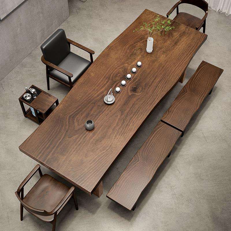 新中式实木茶桌全套家用泡茶台简约原木大板办公室客厅茶桌椅组合