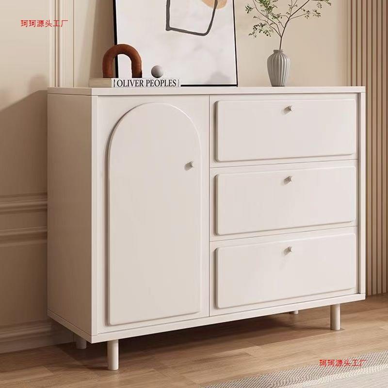 奶油风现代简约餐边柜卧室斗柜厨房橱柜客厅置物柜靠墙一体茶水柜