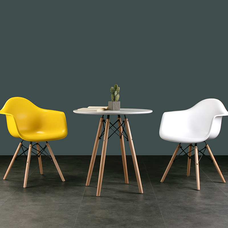 北欧简约餐椅 伊姆斯扶手椅商务谈判会客洽谈桌椅组合 靠背椅子