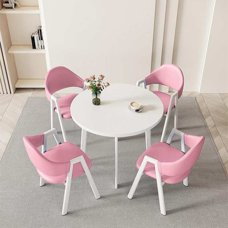 简易接待洽谈桌椅组合一桌四椅售楼处奶茶店办公室休闲网红小圆桌
