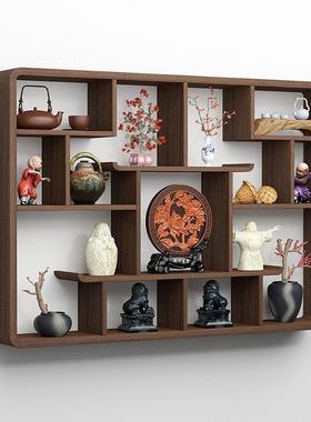 实木中式墙置架博古架摆多宝阁架物子格件子MY020210架上茶具架书