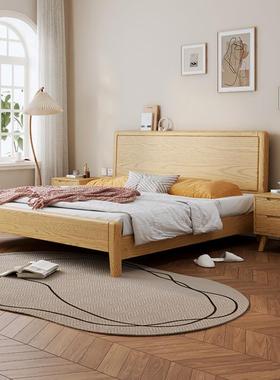 木床主卧1.8实双床北欧米现代GMB简约1.人5米单人床原木风高箱储