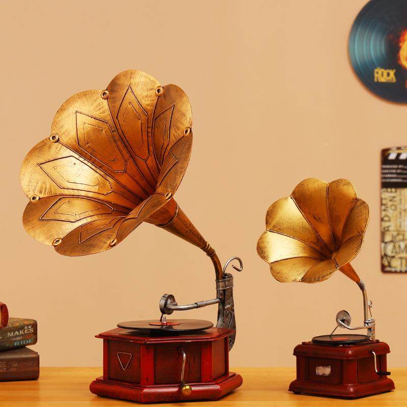 复古BAD大号留声机模型创意客厅店铺橱窗拍片摄居道具唱机铁艺家