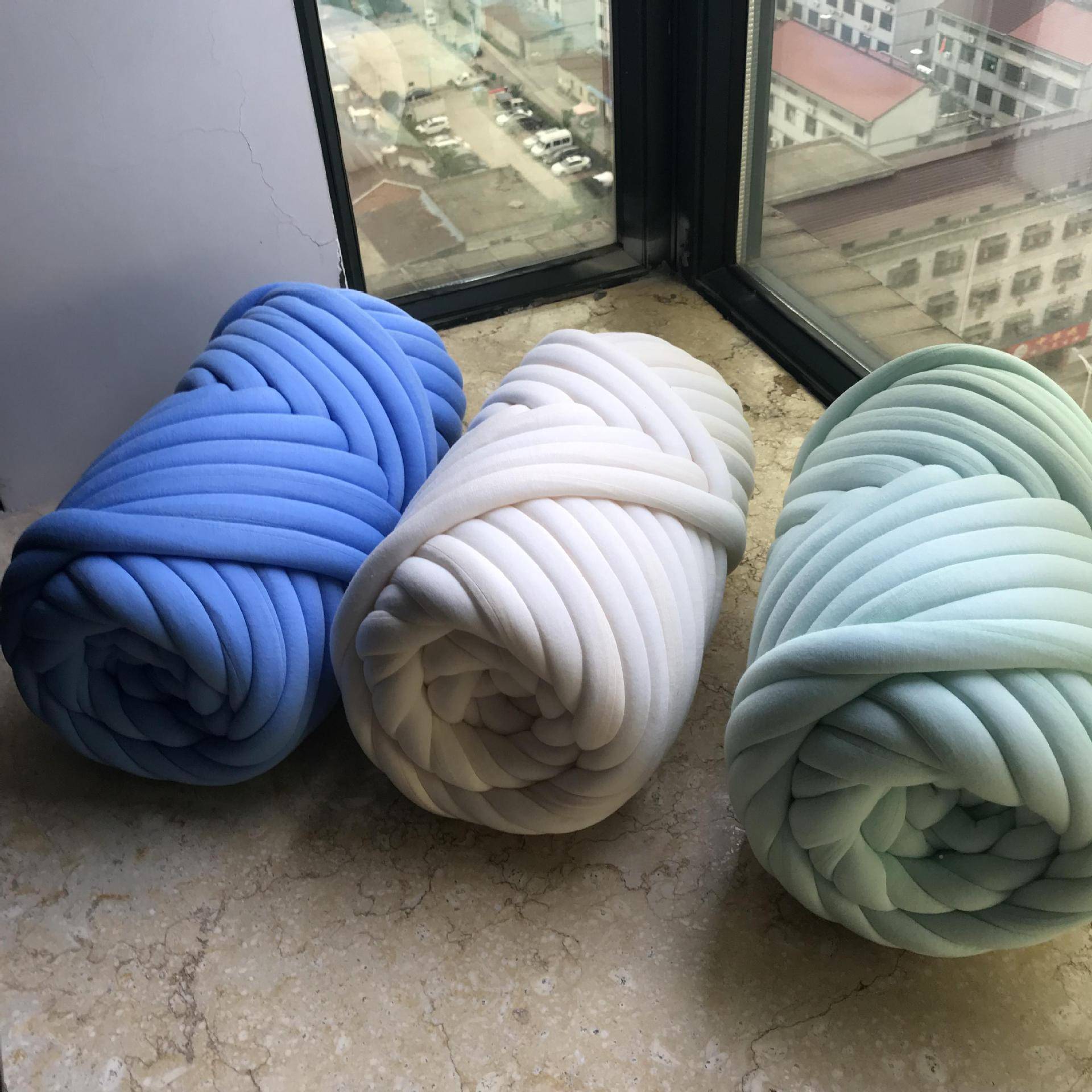 OHHIO新品in灌棉可机洗水洗不芯毛手工掉编织s毯子粗MJF毛线棉布