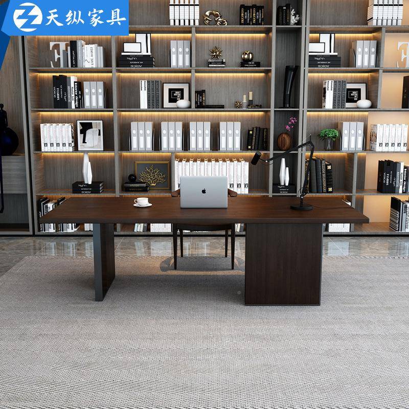 纵美主式实老板桌总裁KQ211119桌设天计师工作台管经理单人办公木