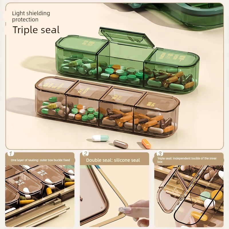 高端老年人分药盒便携早中晚随身药品分装盒一周大容X量7天食品级